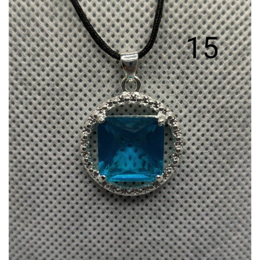 925 Blue Rhinestone Pendant